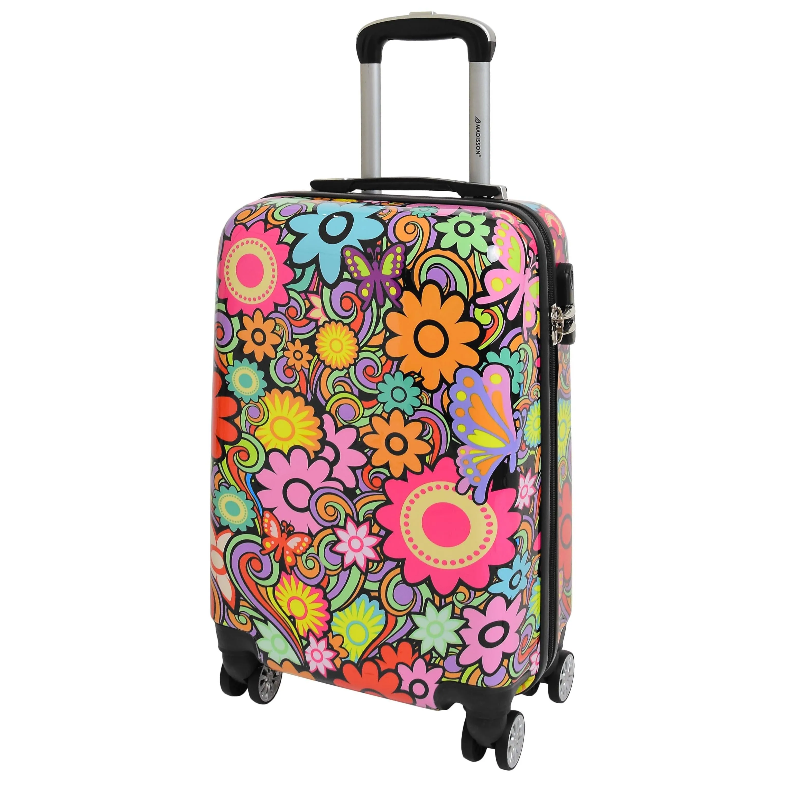 DR576 Expandable Hard Shell Suitcase Four Wheel Luggage Flower Print