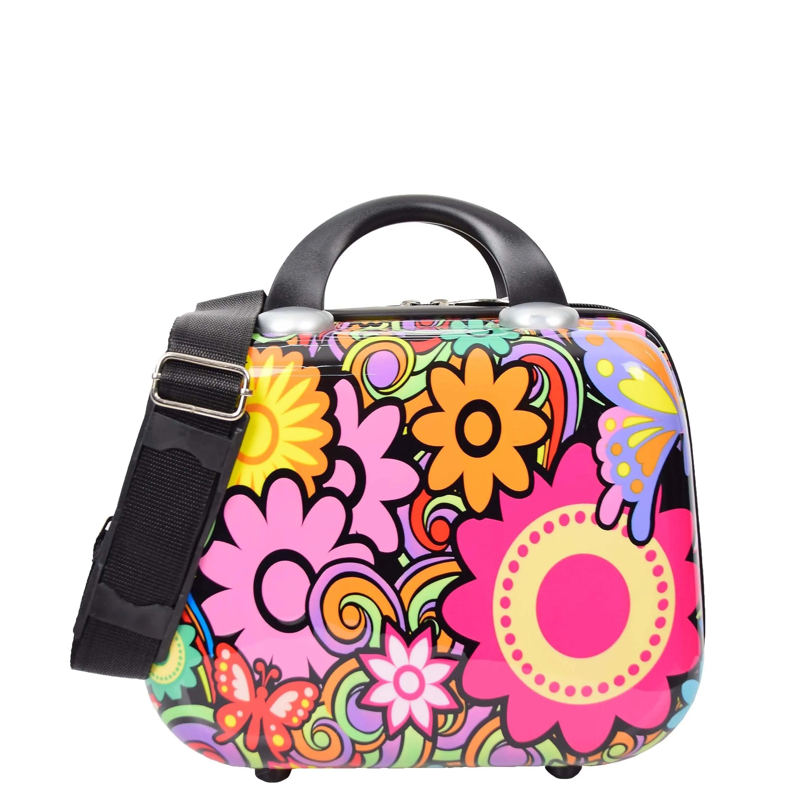 DR576 Expandable Hard Shell Suitcase Four Wheel Luggage Flower Print