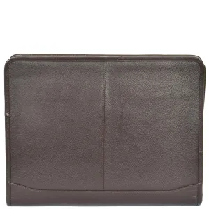 DR604 Leather Zip-Around Portfolio With Removable Metal Ring Binder Brown