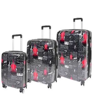 DR607 Classical Music Printed Four Wheeled Hard Shell Travel Luggage