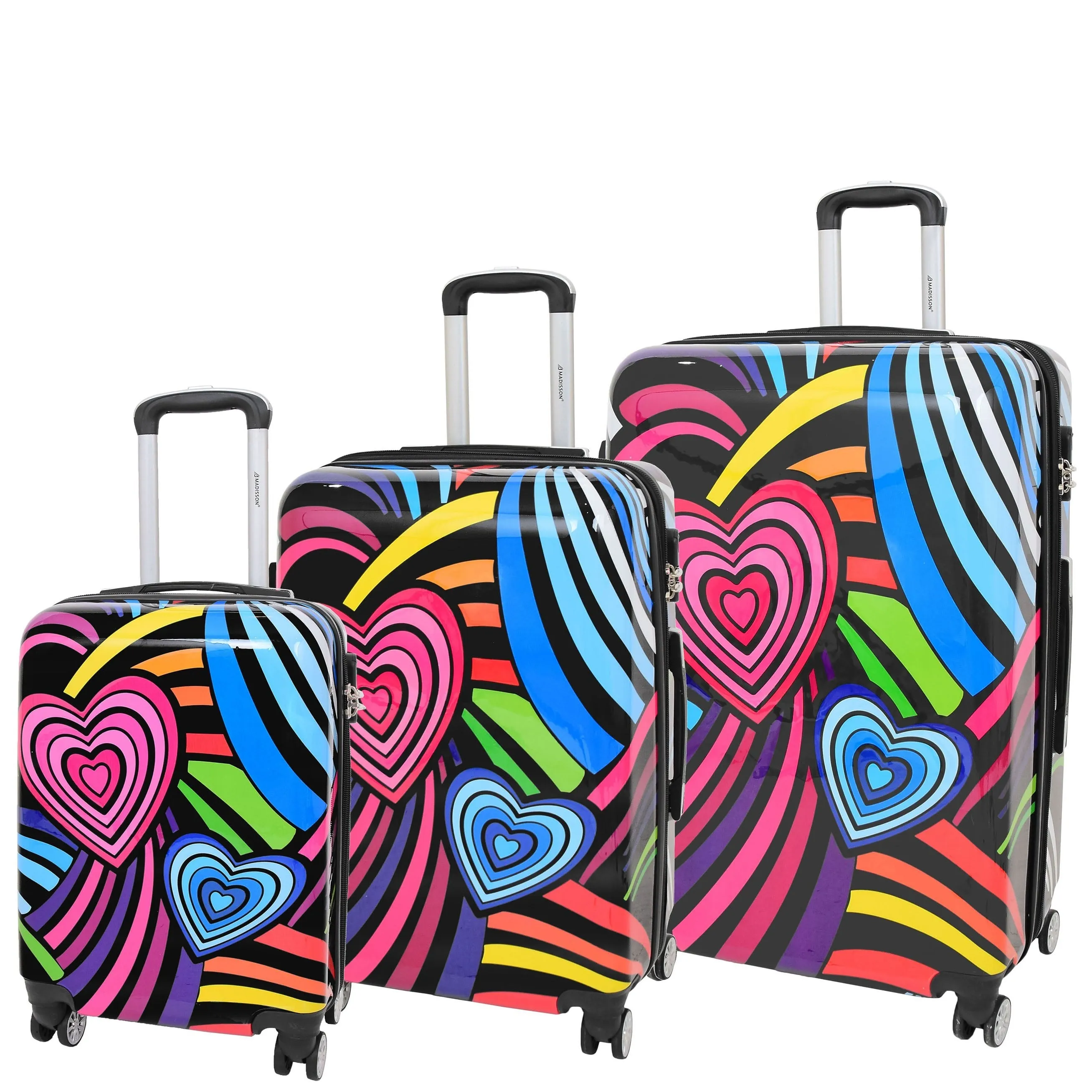 DR622 Lightweight Four Wheeled Luggage With Multi-Hearts Print