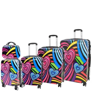 DR622 Lightweight Four Wheeled Luggage With Multi-Hearts Print