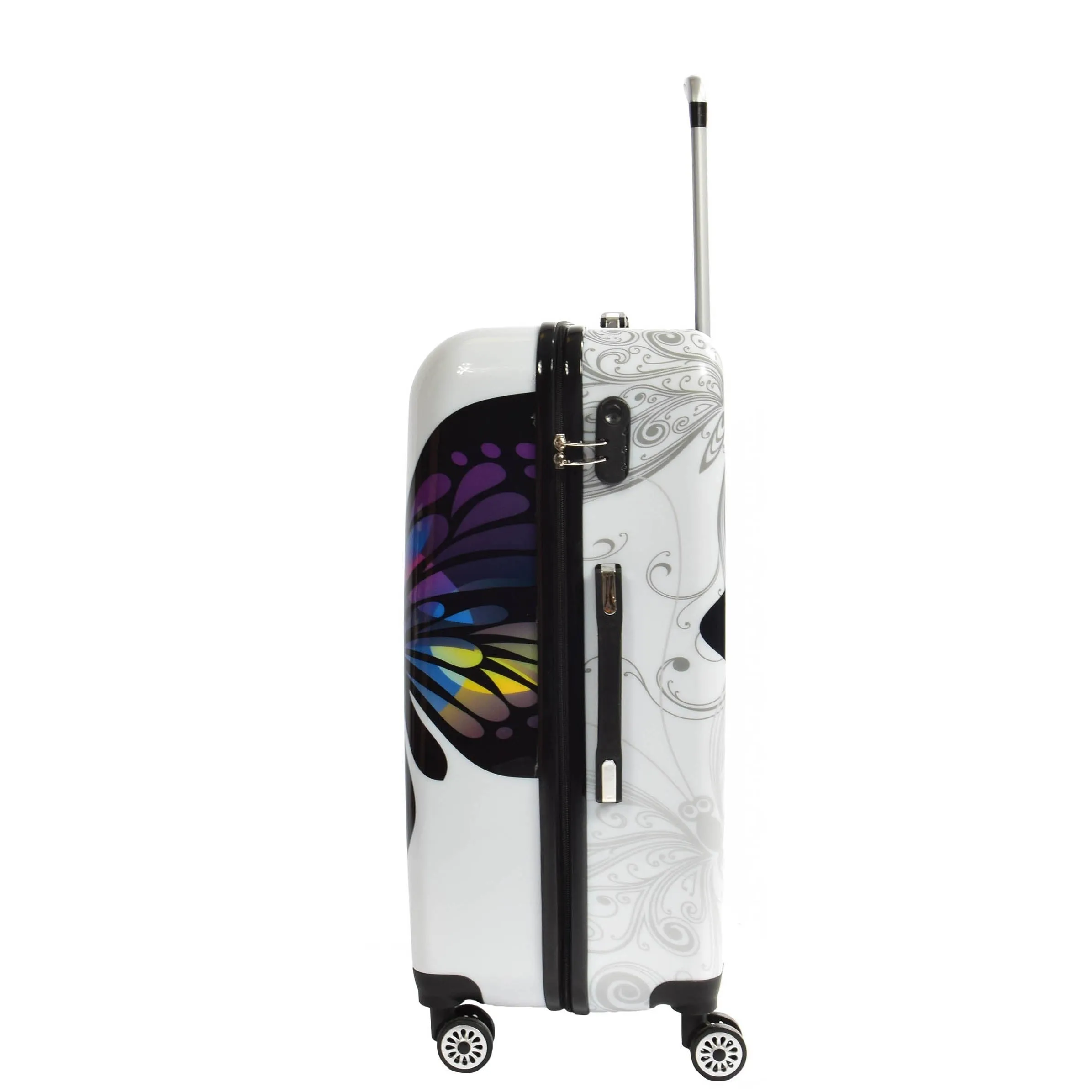 DR629 Expandable Four Wheel Hard Shell Travel Luggage With Butterfly Print