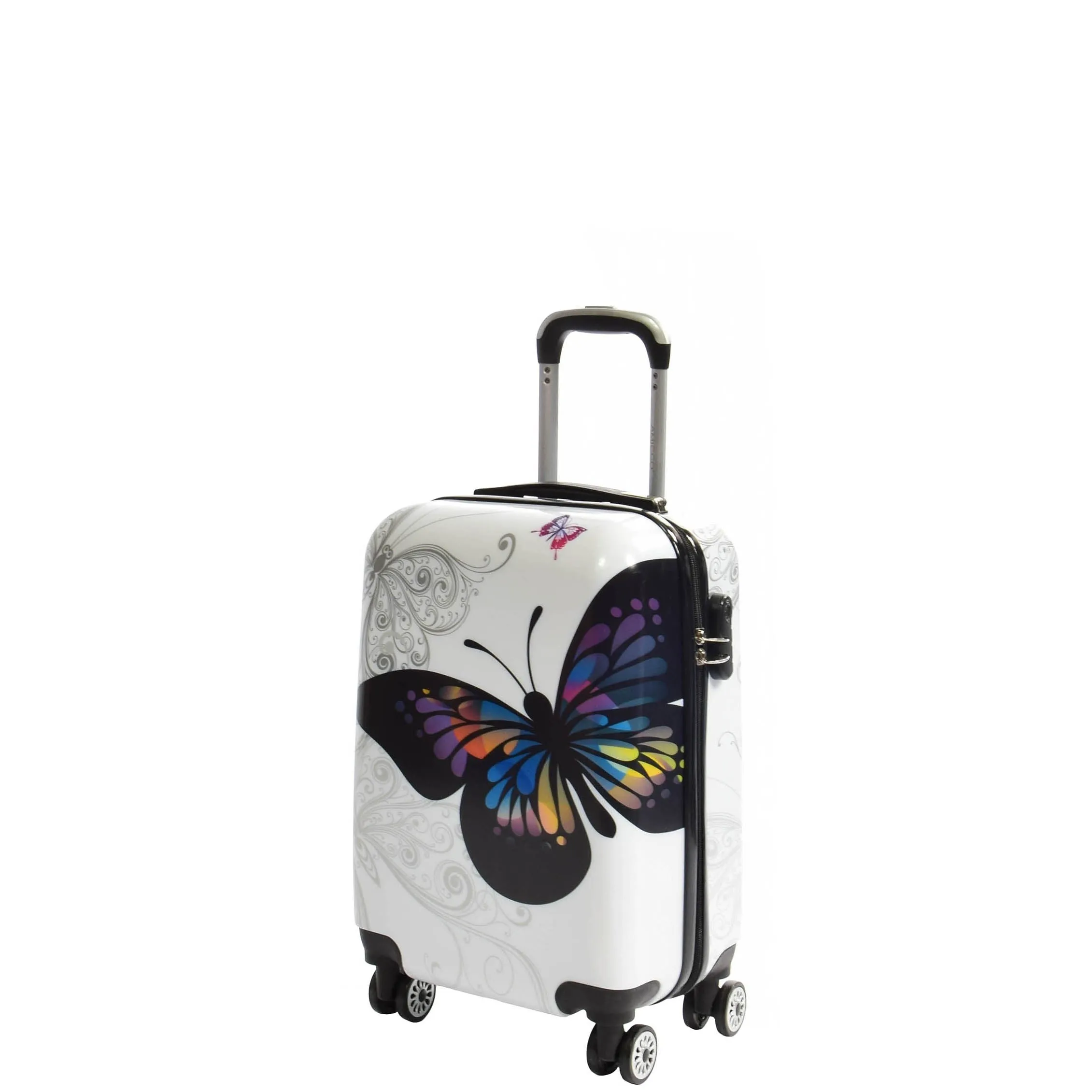 DR629 Expandable Four Wheel Hard Shell Travel Luggage With Butterfly Print