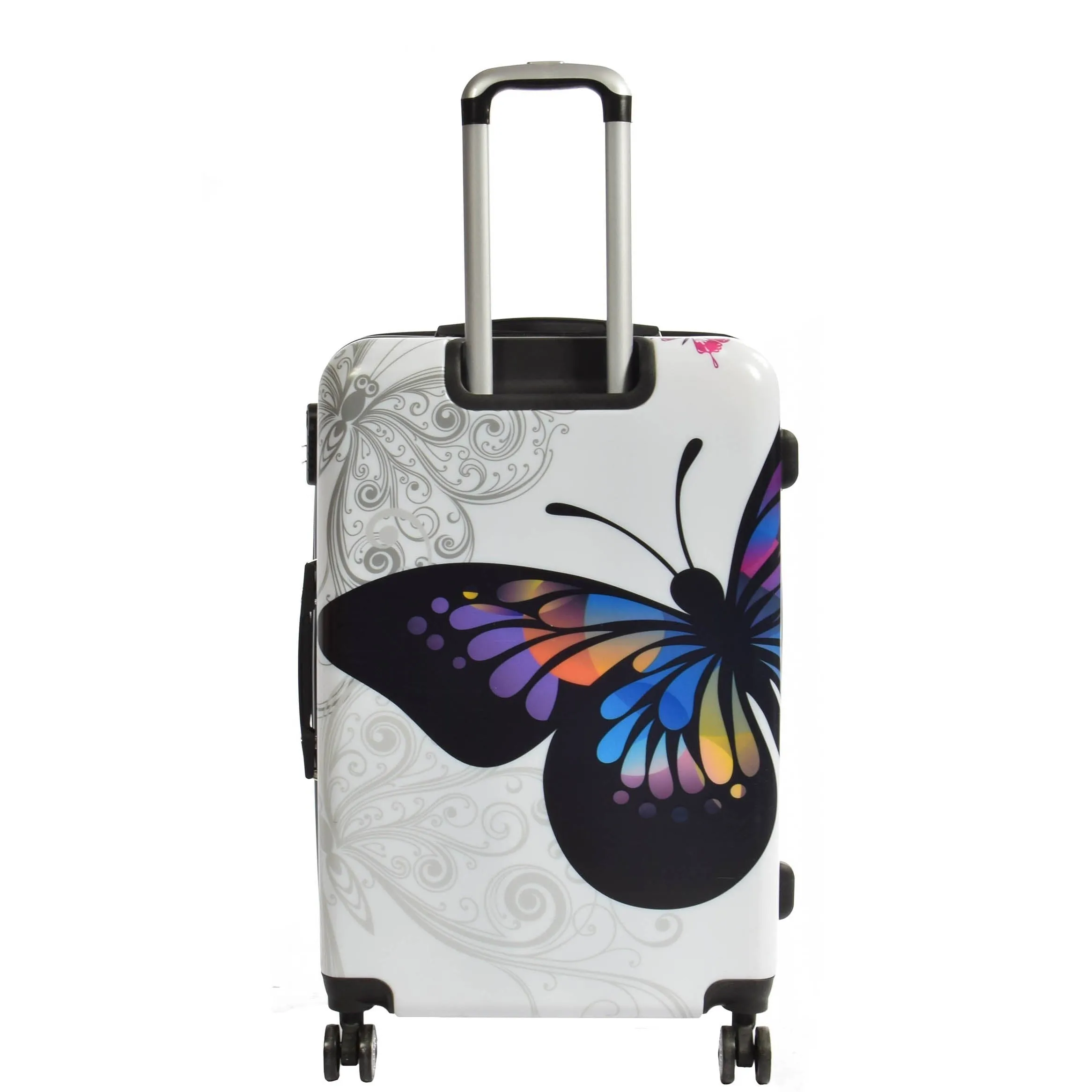 DR629 Expandable Four Wheel Hard Shell Travel Luggage With Butterfly Print