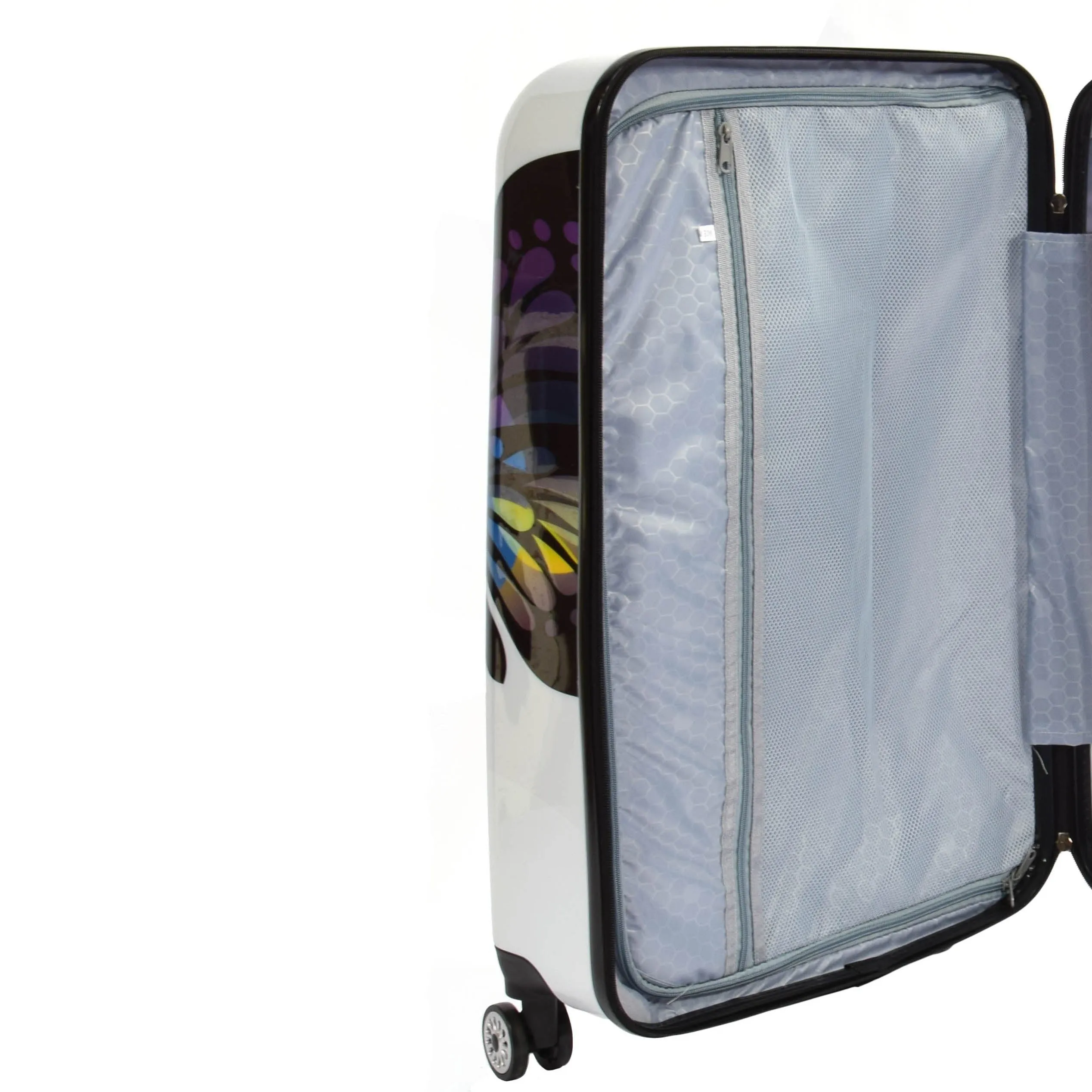 DR629 Expandable Four Wheel Hard Shell Travel Luggage With Butterfly Print
