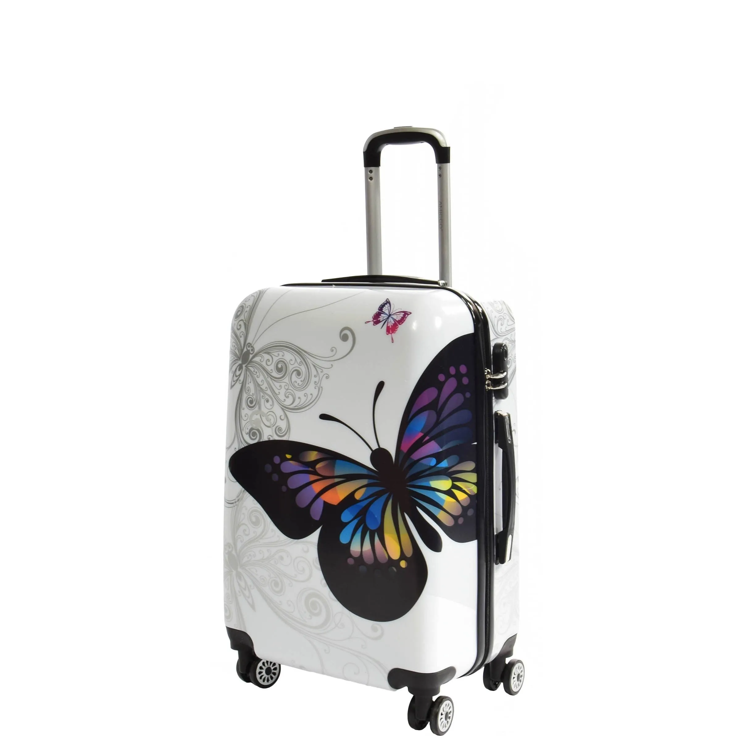 DR629 Expandable Four Wheel Hard Shell Travel Luggage With Butterfly Print
