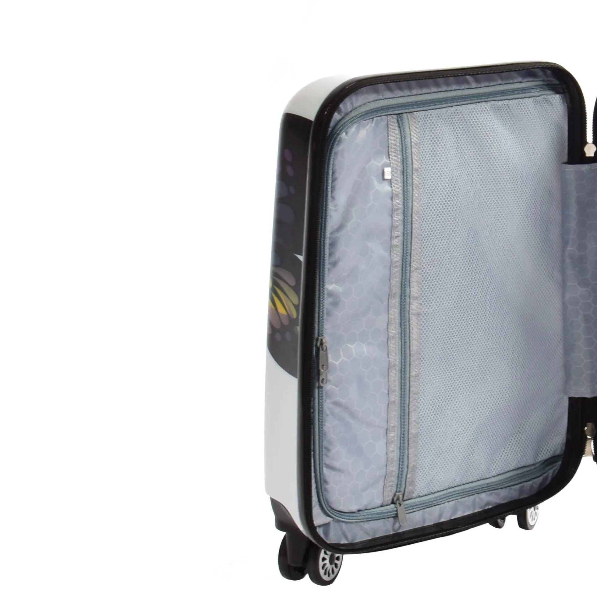 DR629 Expandable Four Wheel Hard Shell Travel Luggage With Butterfly Print