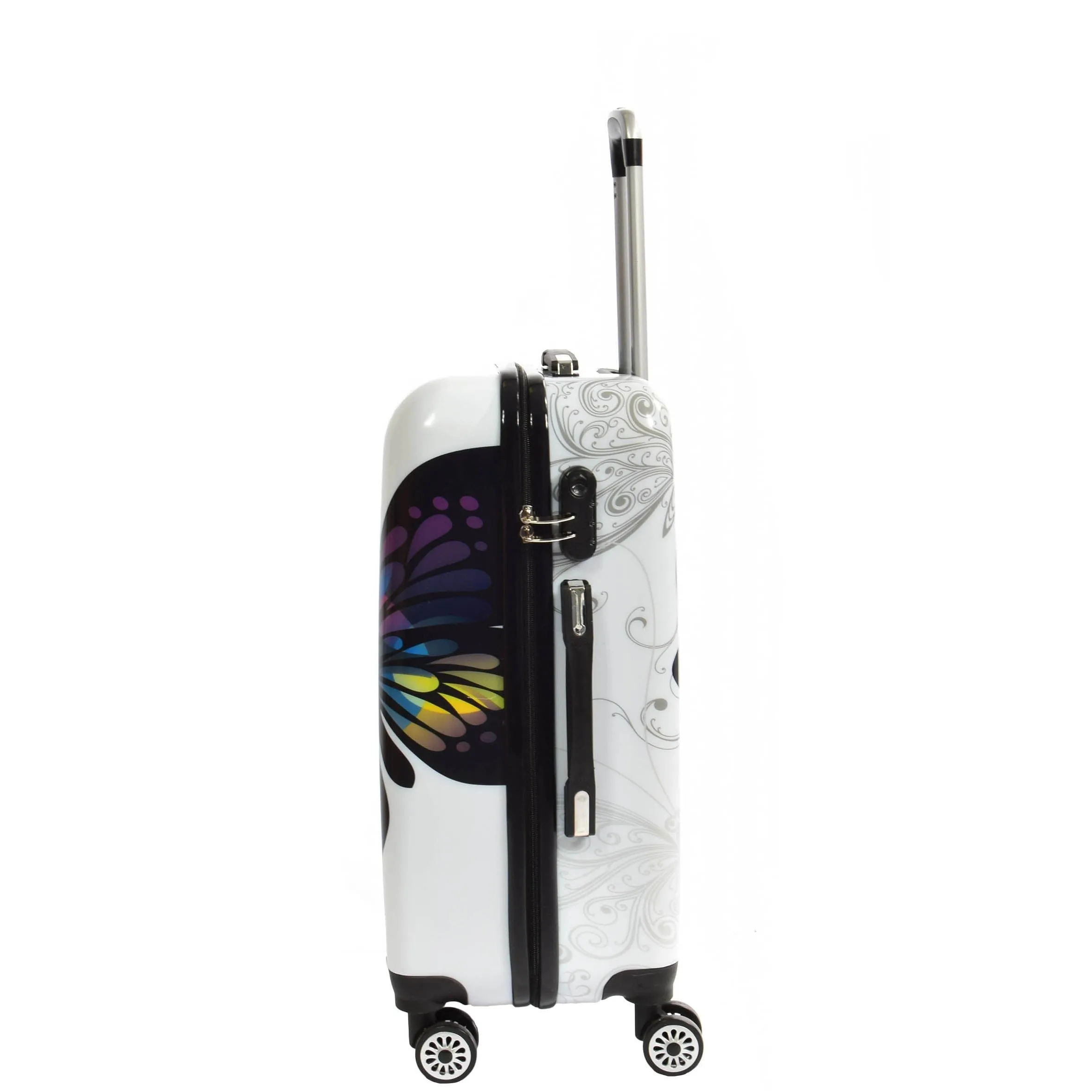 DR629 Expandable Four Wheel Hard Shell Travel Luggage With Butterfly Print