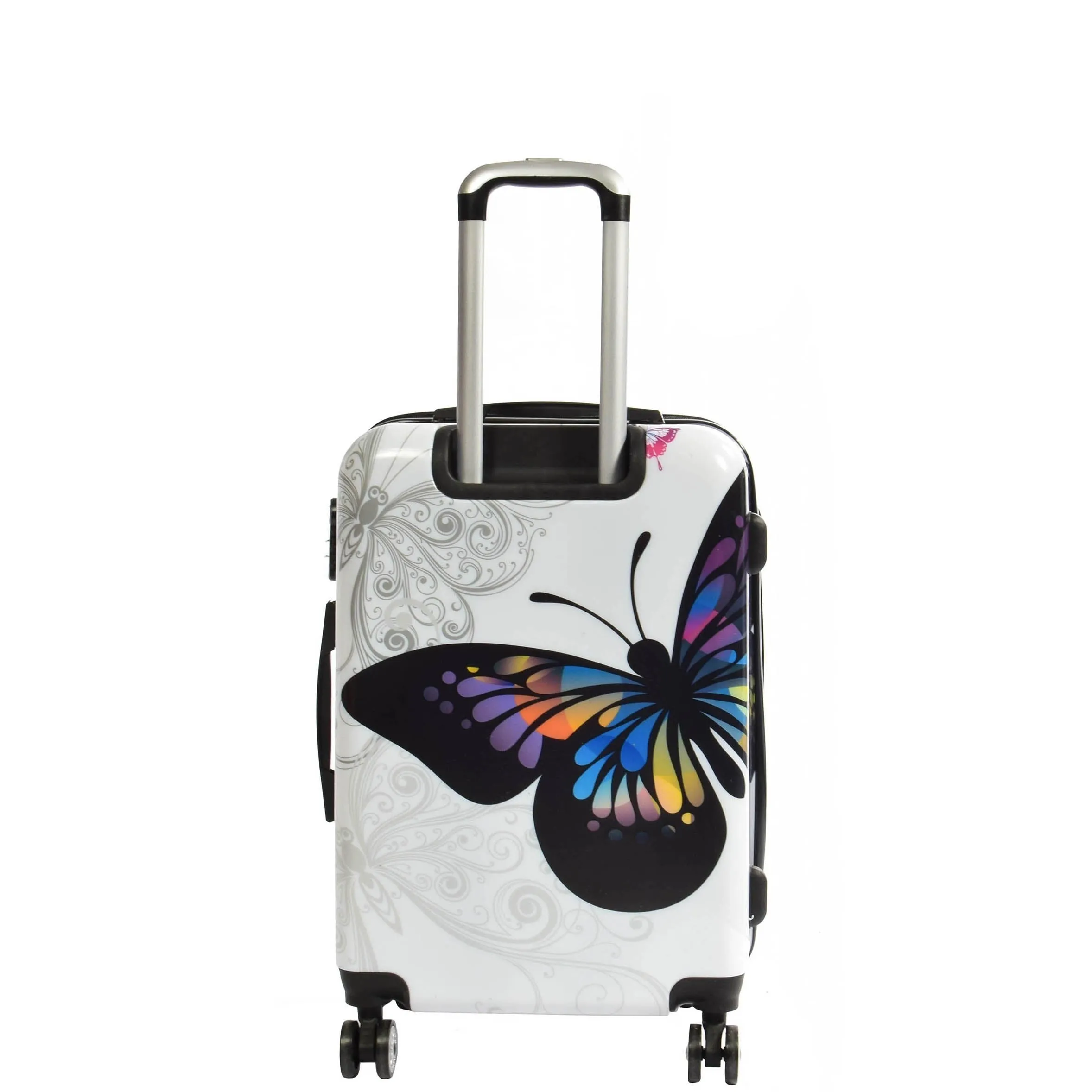 DR629 Expandable Four Wheel Hard Shell Travel Luggage With Butterfly Print