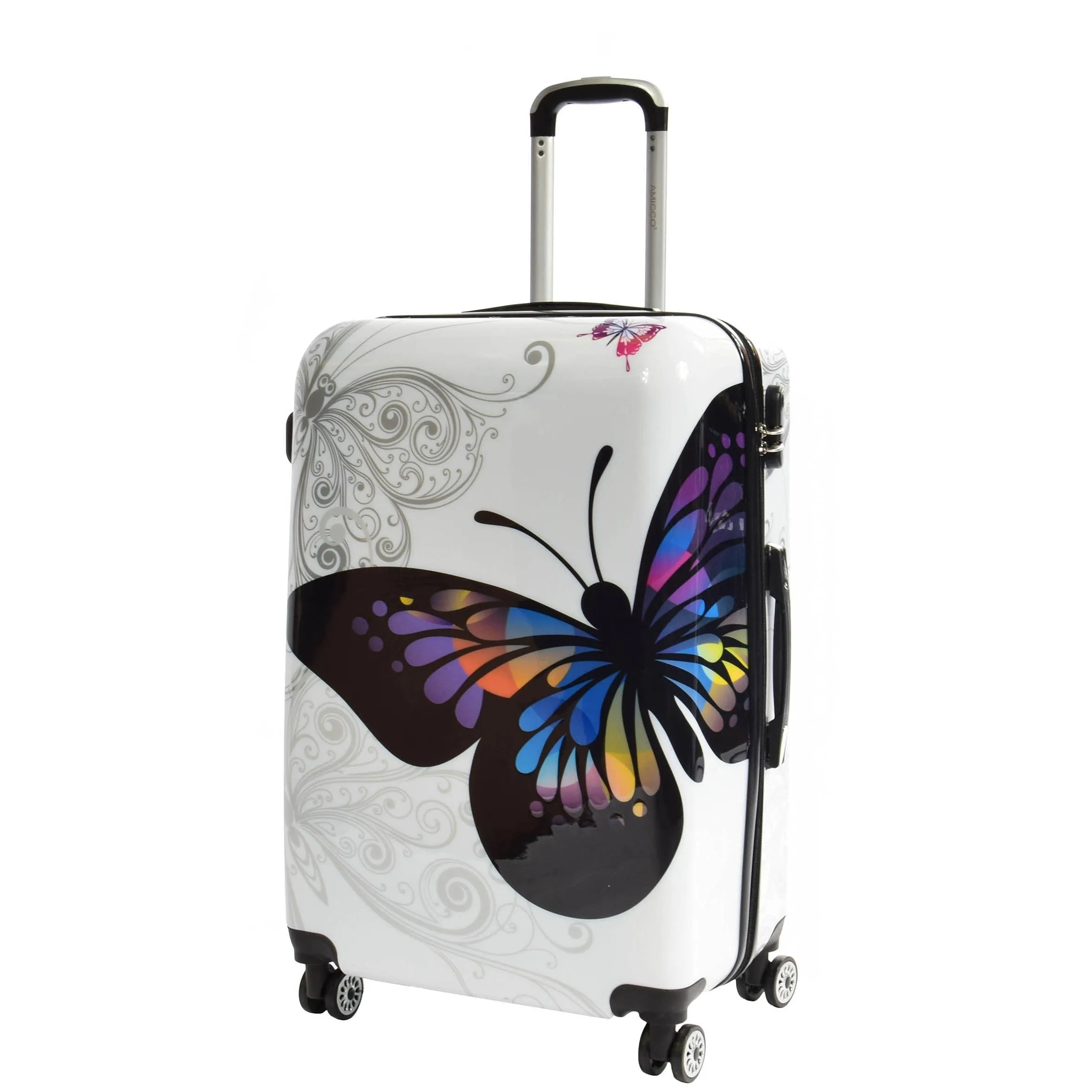 DR629 Expandable Four Wheel Hard Shell Travel Luggage With Butterfly Print