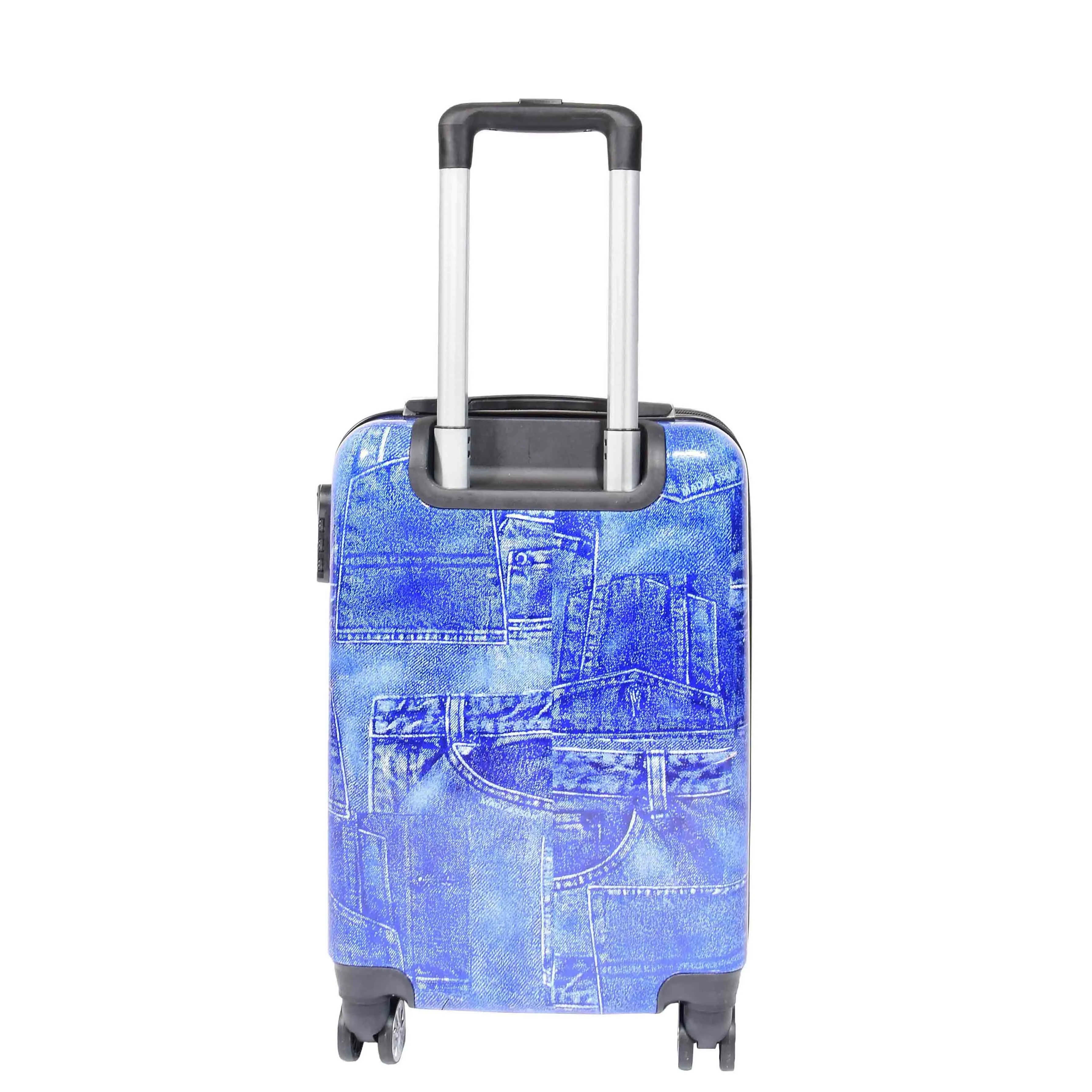 DR634 Jeans Print ABS Hard Four Wheels Luggage Blue