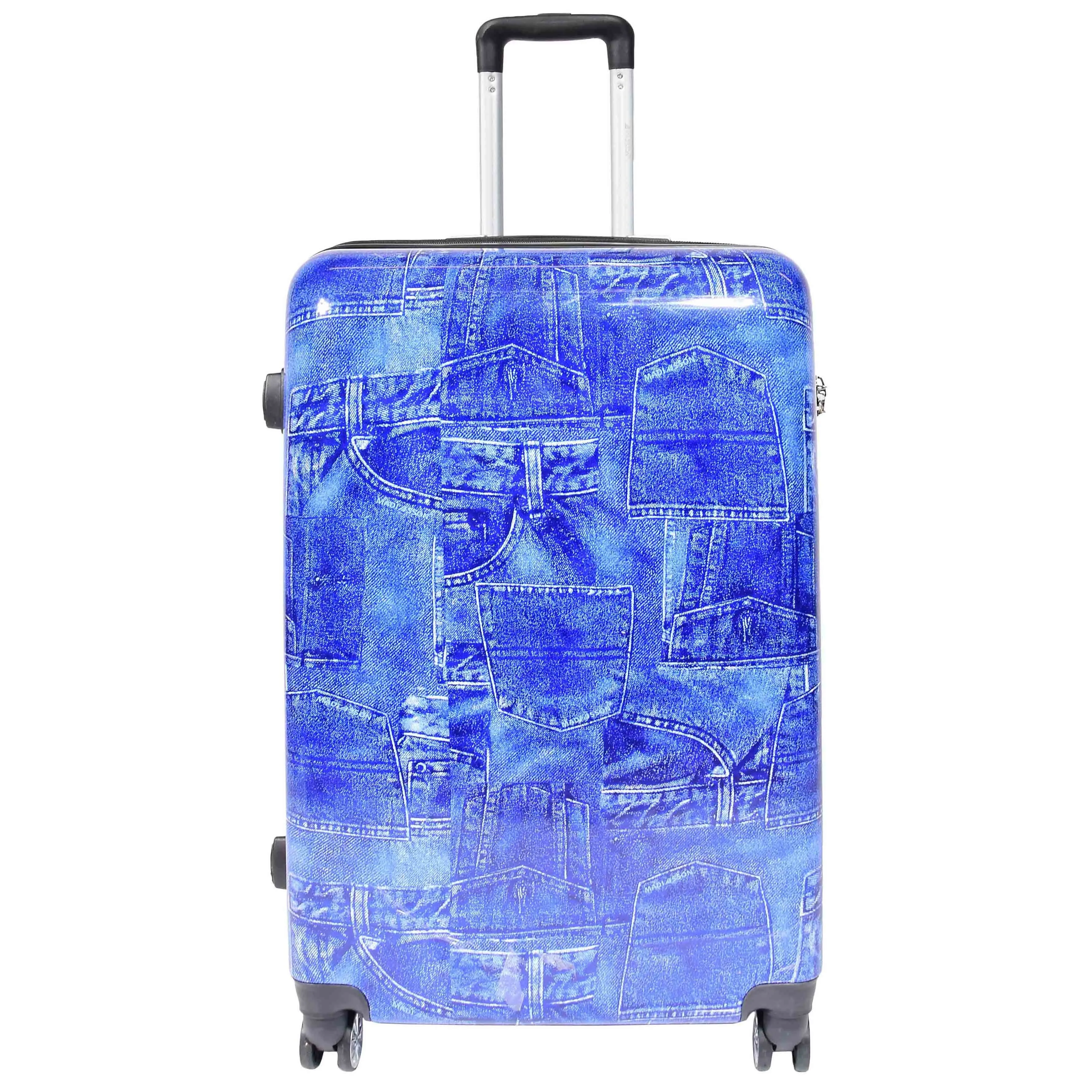 DR634 Jeans Print ABS Hard Four Wheels Luggage Blue
