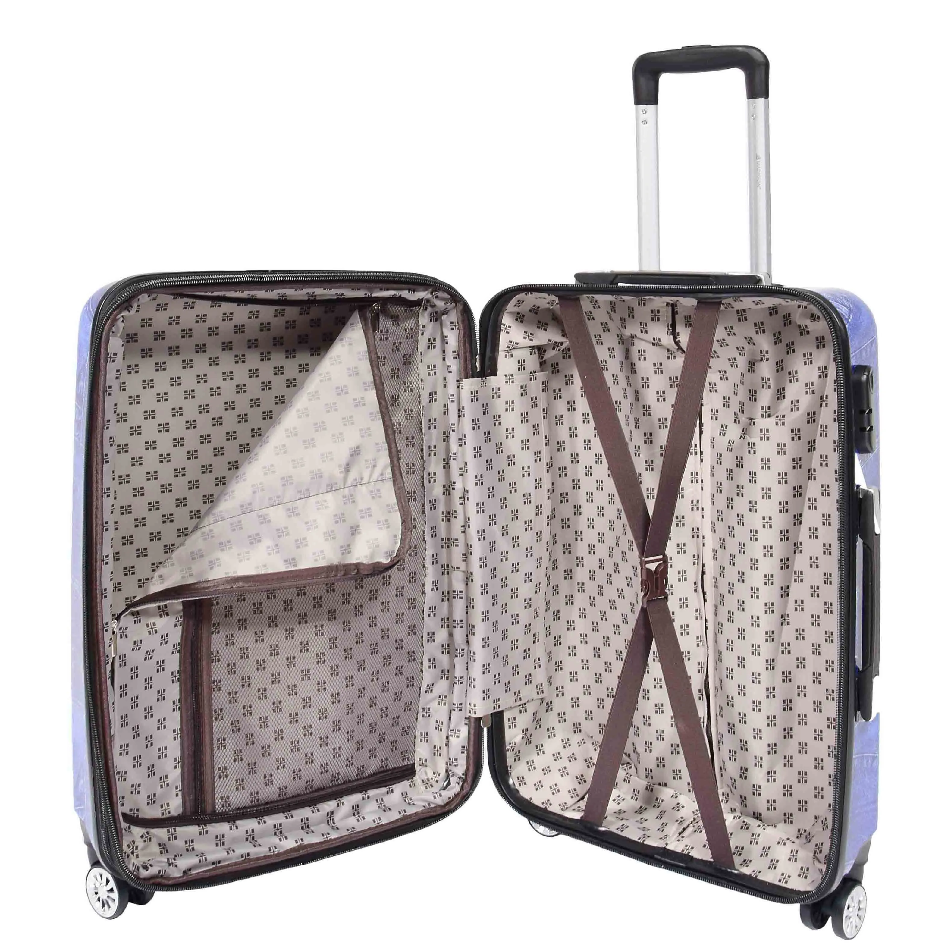 DR634 Jeans Print ABS Hard Four Wheels Luggage Blue