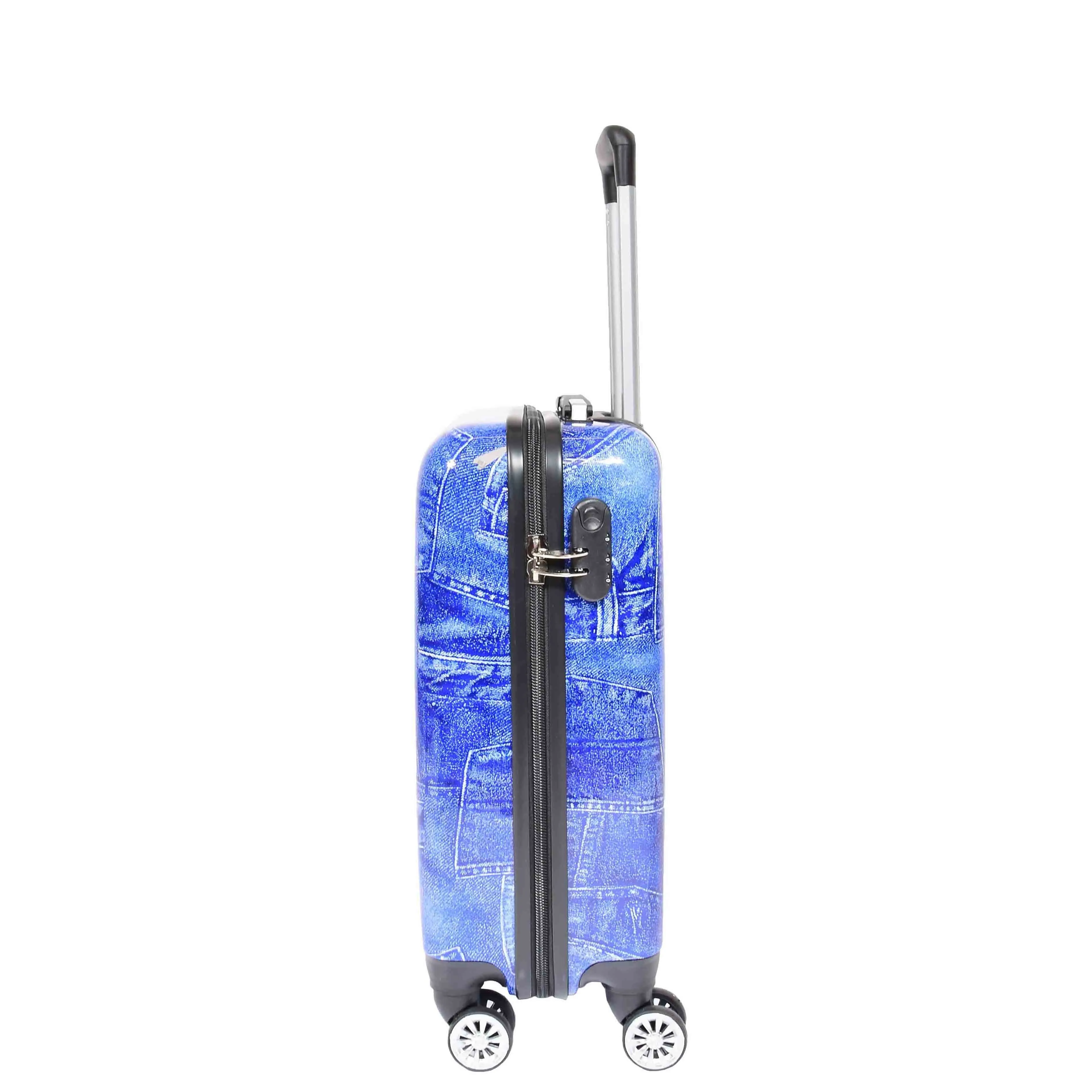 DR634 Jeans Print ABS Hard Four Wheels Luggage Blue