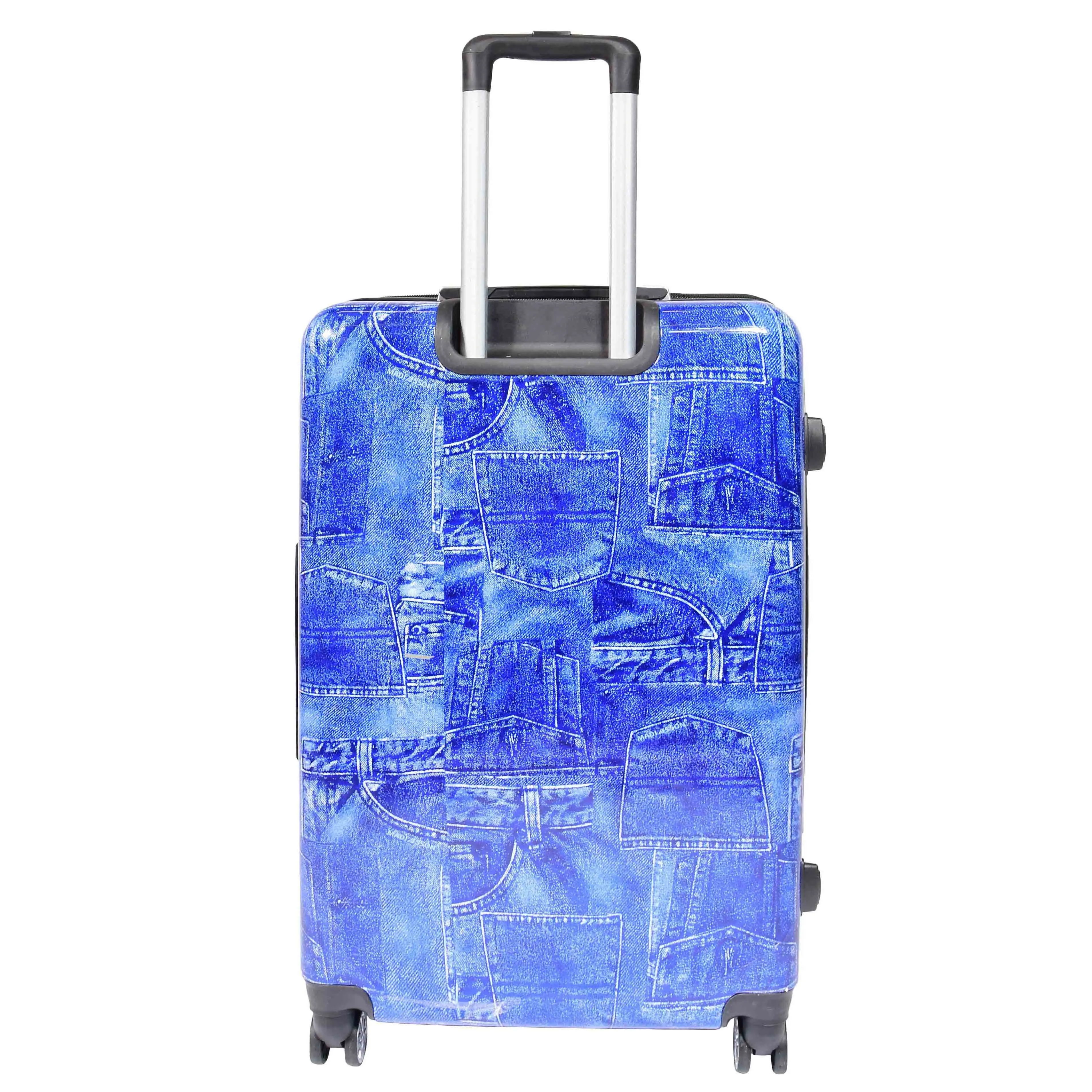 DR634 Jeans Print ABS Hard Four Wheels Luggage Blue