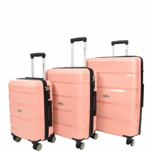 DR646 Expandable Travel Suitcases Hard Shell Four Wheel PP Luggage Rose Gold
