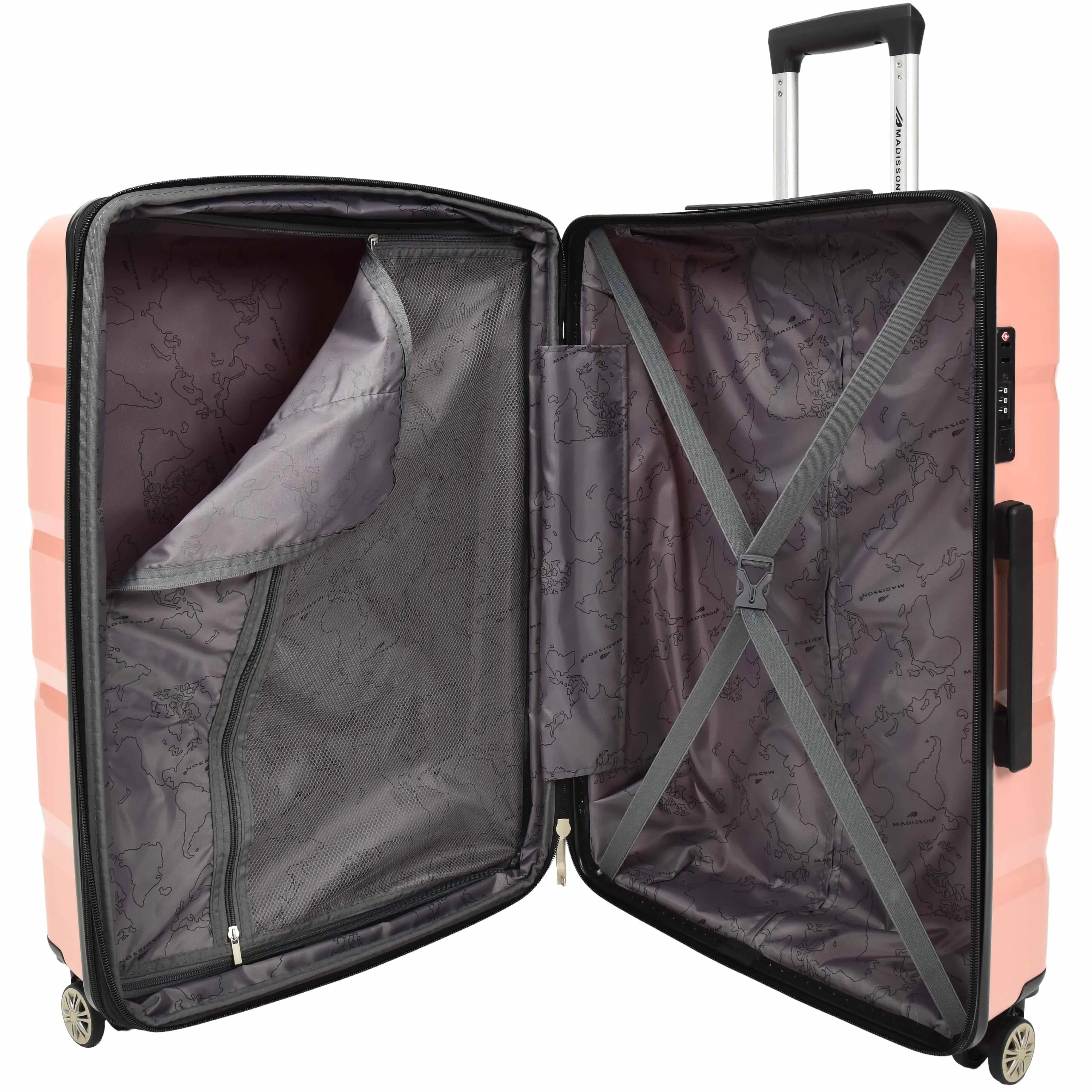 DR646 Expandable Travel Suitcases Hard Shell Four Wheel PP Luggage Rose Gold