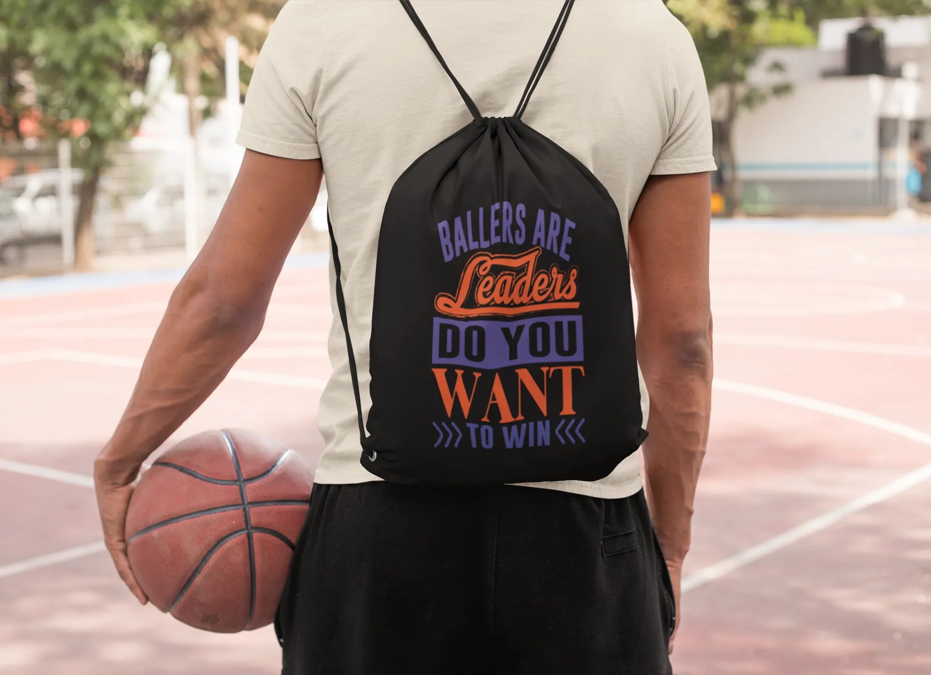 Drawstring Backpack Bag BALLERS ARE LEADERS/DO YOU WANT TO WIN