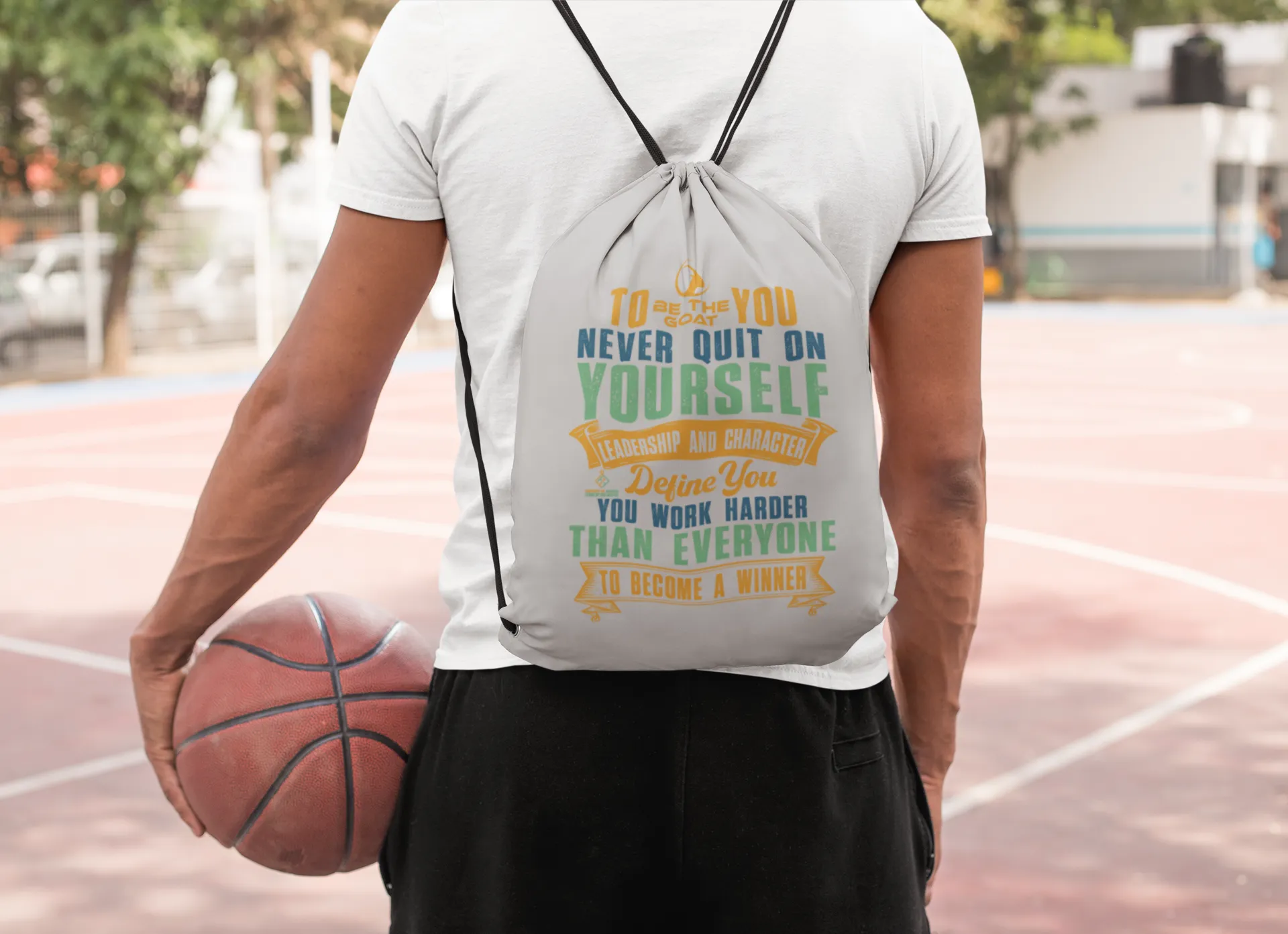 Drawstring Backpack Bag To Be The Goat You Never Quit On Yourself Sports Basketball Bag