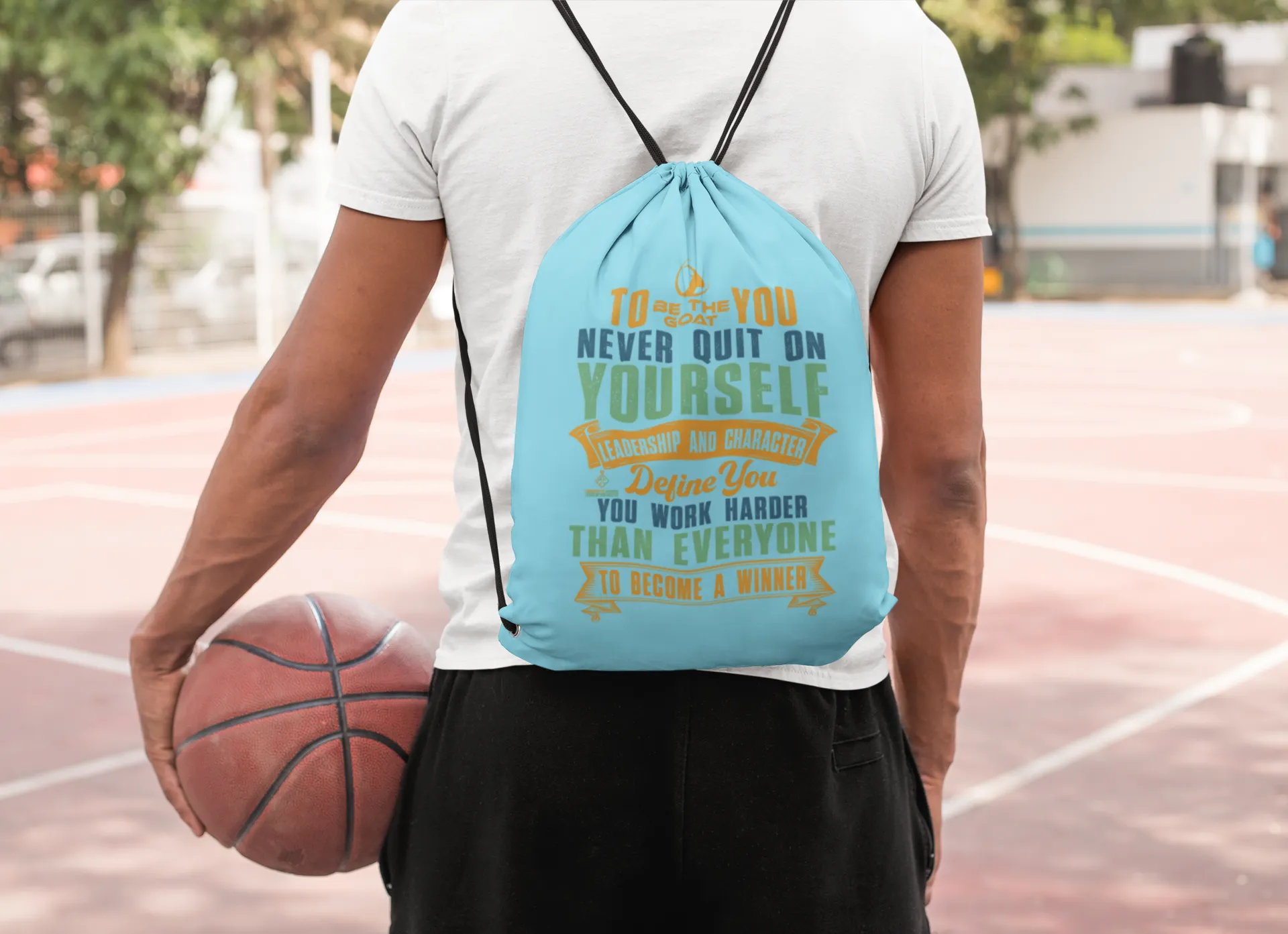 Drawstring Backpack Bag To Be The Goat You Never Quit On Yourself Sports Basketball Bag