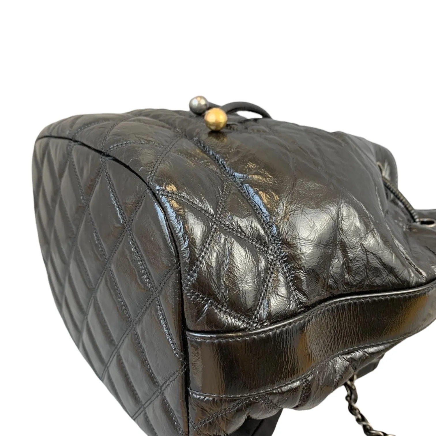 Drawstring Bucket Calfskin Black