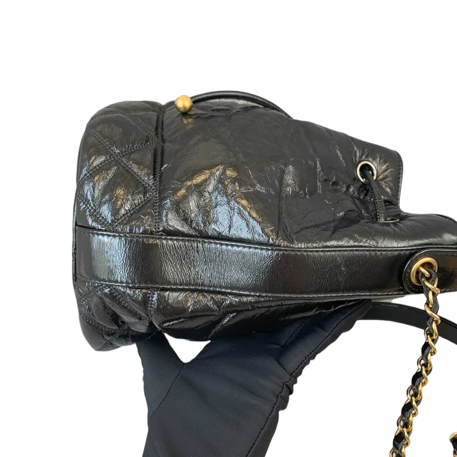 Drawstring Bucket Calfskin Black