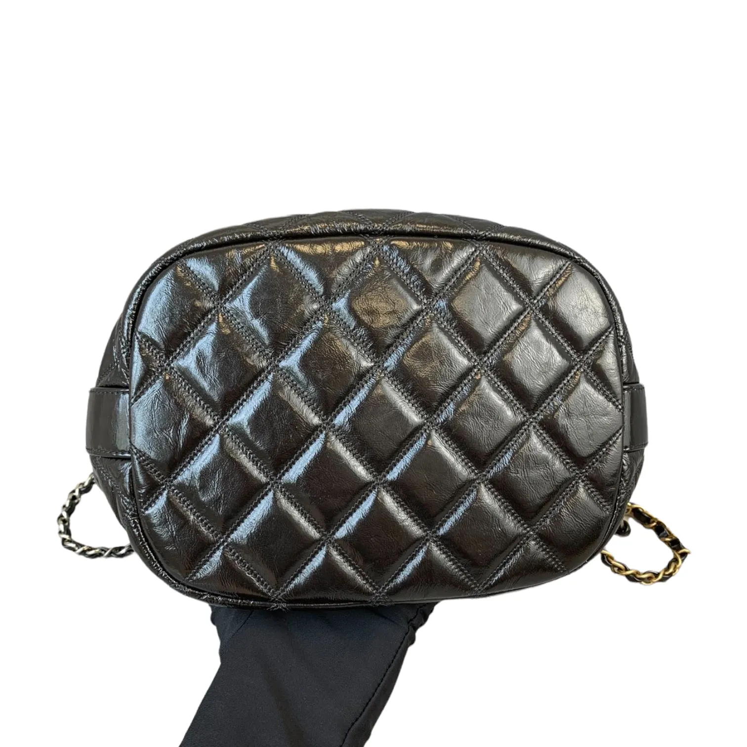Drawstring Bucket Calfskin Black