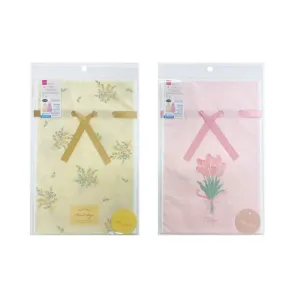Drawstring Plastic Bag with Bottom Gusset Spring Flower 30cm x 20cm