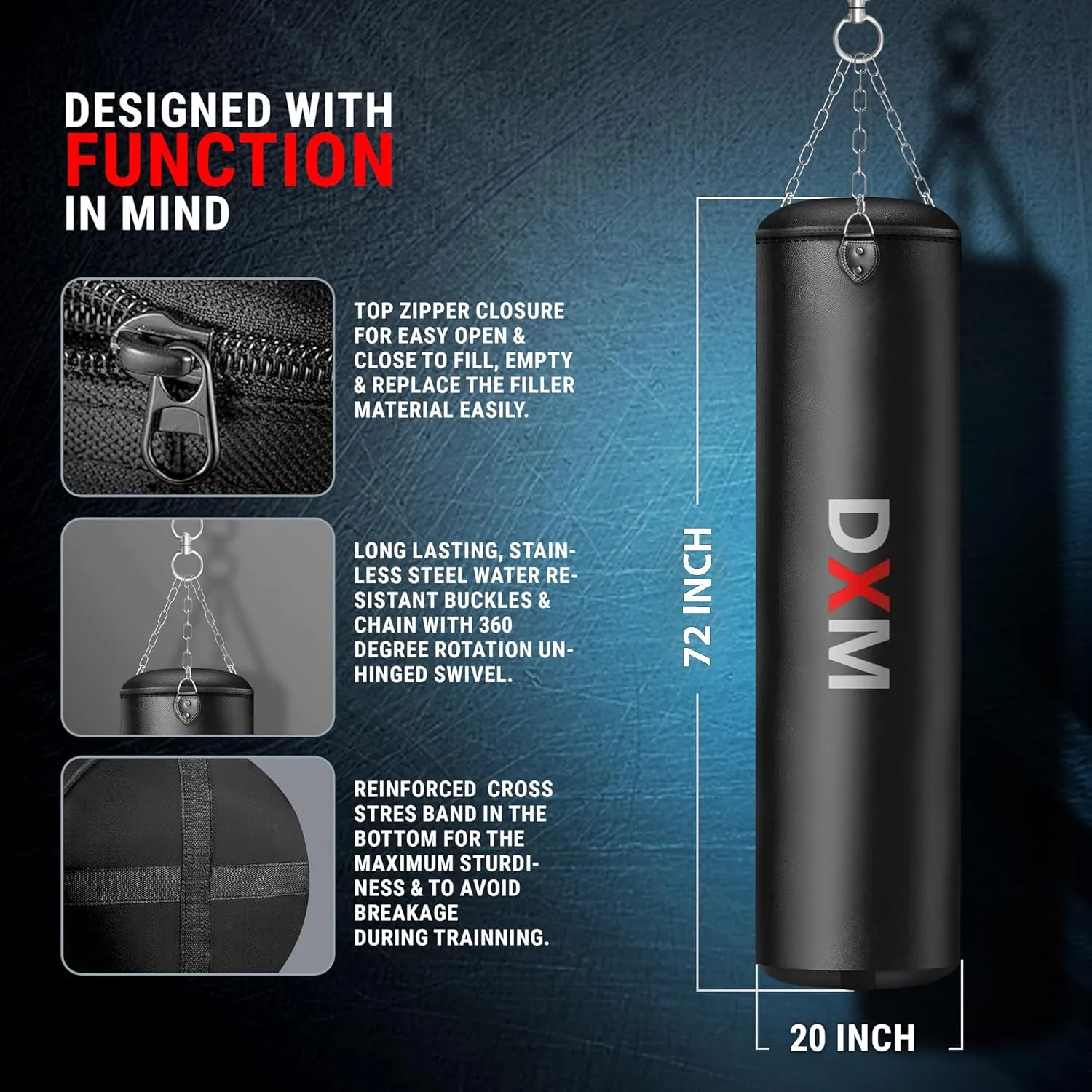 DXM Sports Heavy Duty Punching Bag - Unfilled
