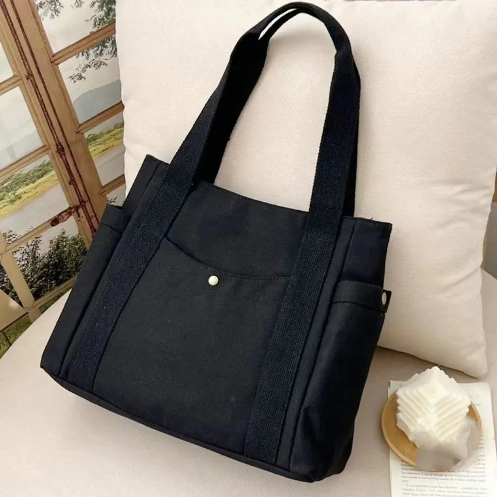 Elegant Large Capacity Cloth Canvas Tote Shoulder Handbag Versatile Commuter Student Bag
