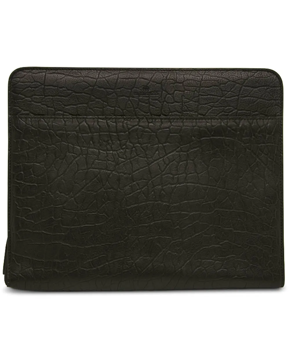 Embossed Leather Portfolio in Black