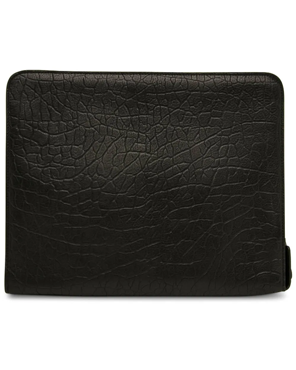 Embossed Leather Portfolio in Black