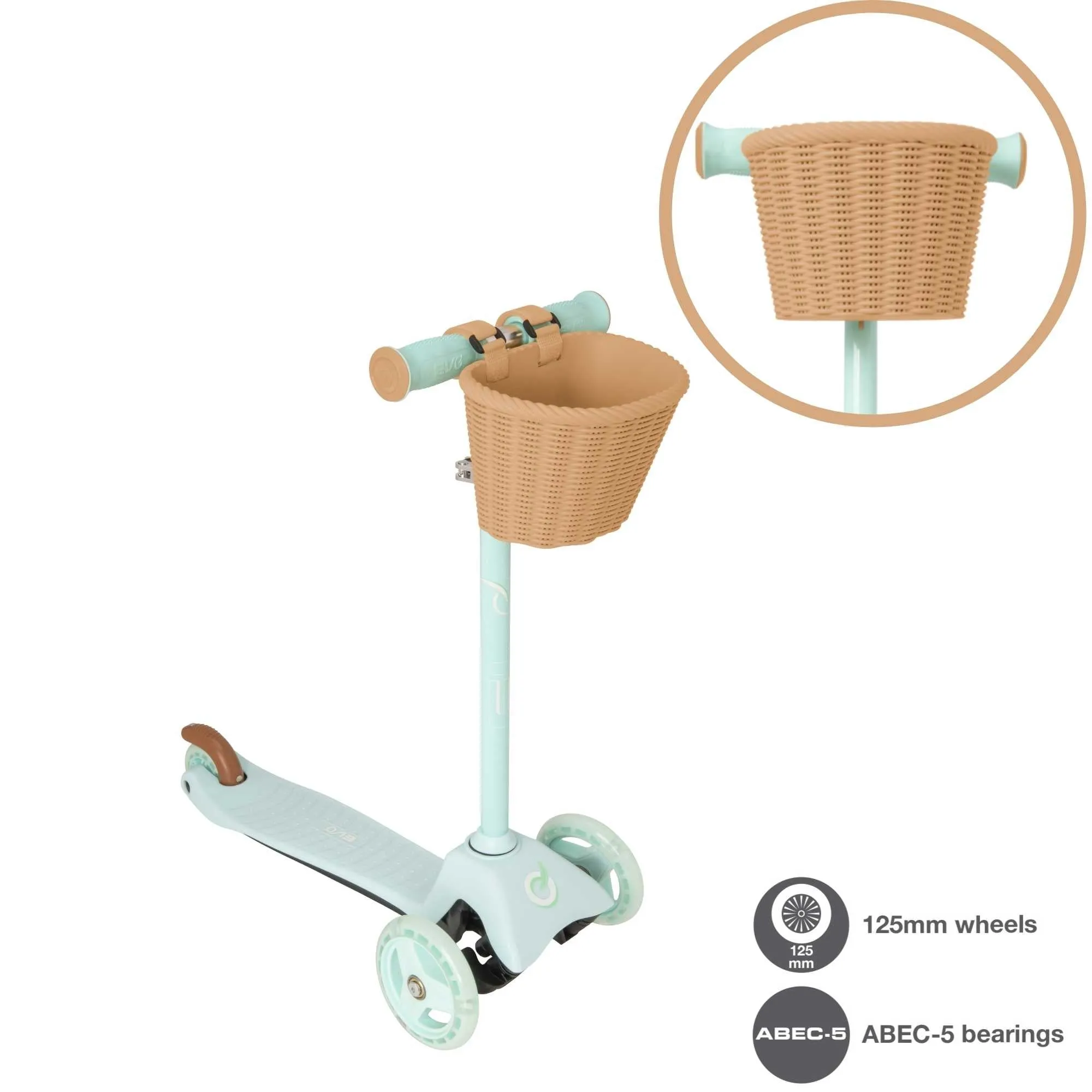 EVO Mini Cruiser Scooter With Basket - Mint Green