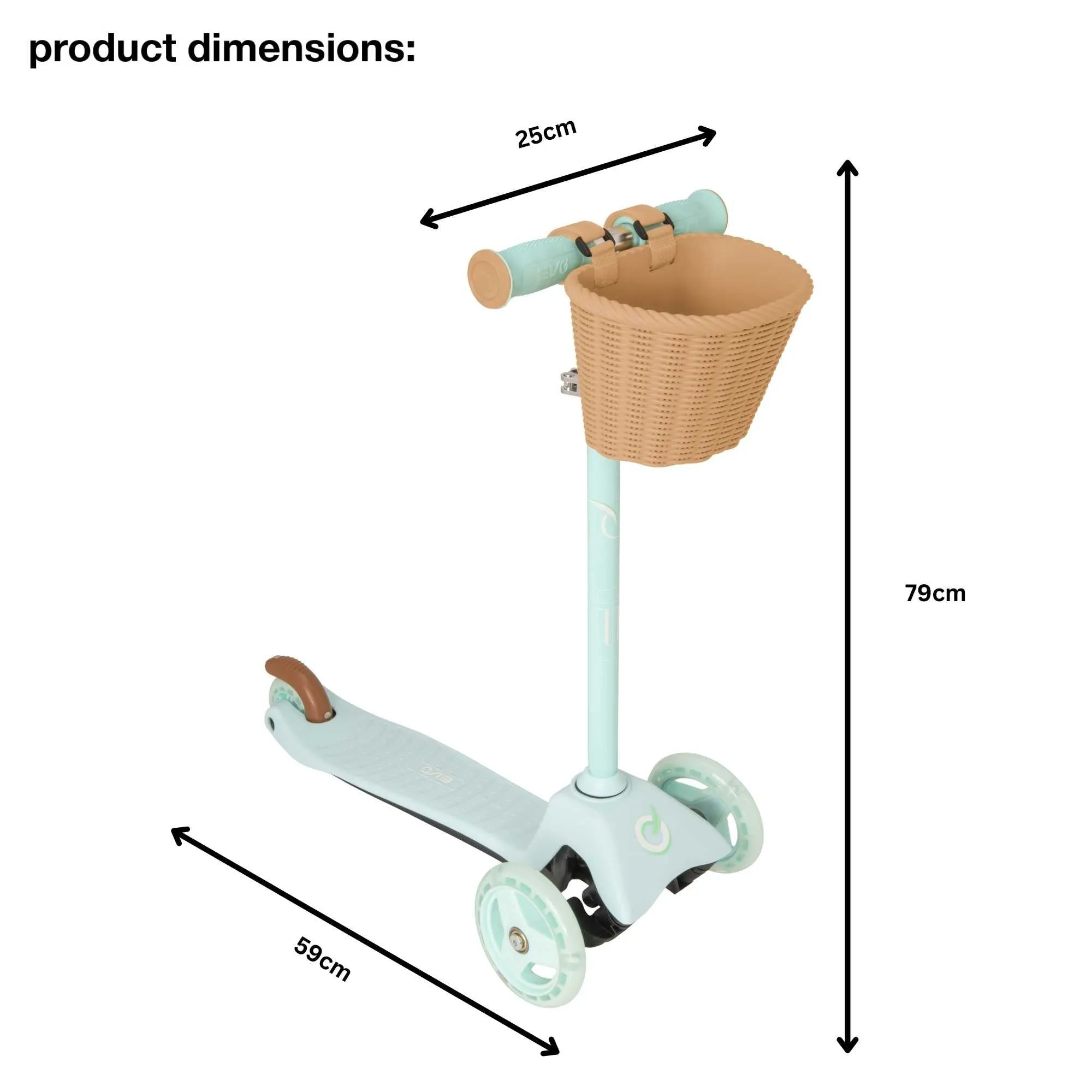 EVO Mini Cruiser Scooter With Basket - Mint Green