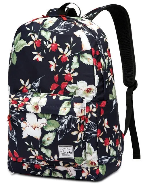 Fashion Women Backpack Girls VASCHY Classic Water Resistant Floral School Backpack 15Inch Laptop Casual Daypack Unicorn Backpack