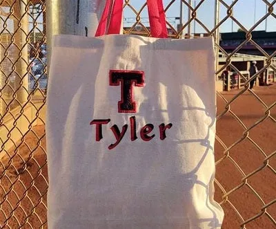 Faux Chenille Letter Tote Bag