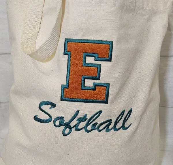 Faux Chenille Letter Tote Bag