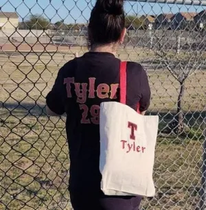 Faux Chenille Letter Tote Bag