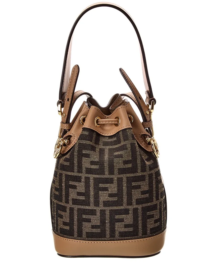 FENDI Mon Tresor Mini FF Jacquard & Leather Bucket Bag