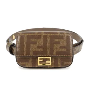 FENDI Zucca Coated Leather Nano Bucket Waist Bag Brown 8C0598 Used