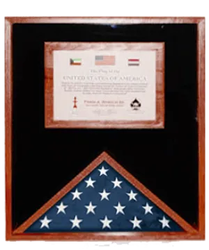 Flag Display Cases with Certificate Holder, hold a 3' x 5' or 5'x 9.5'
