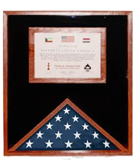 Flag Display Cases with Certificate Holder, hold a 3' x 5' or 5'x 9.5'