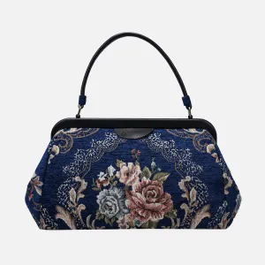 Floral Blue Top Handle Purse