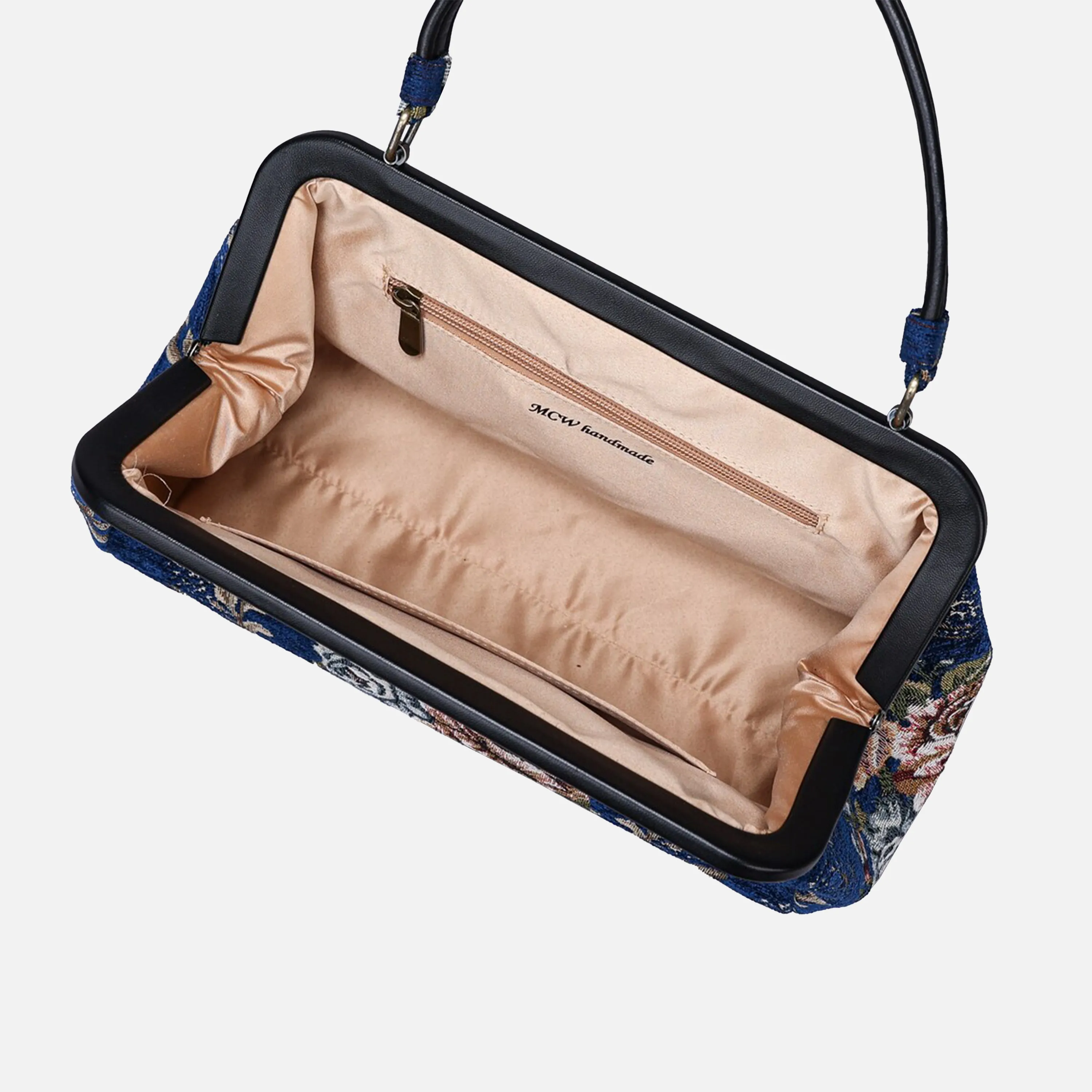 Floral Blue Top Handle Purse