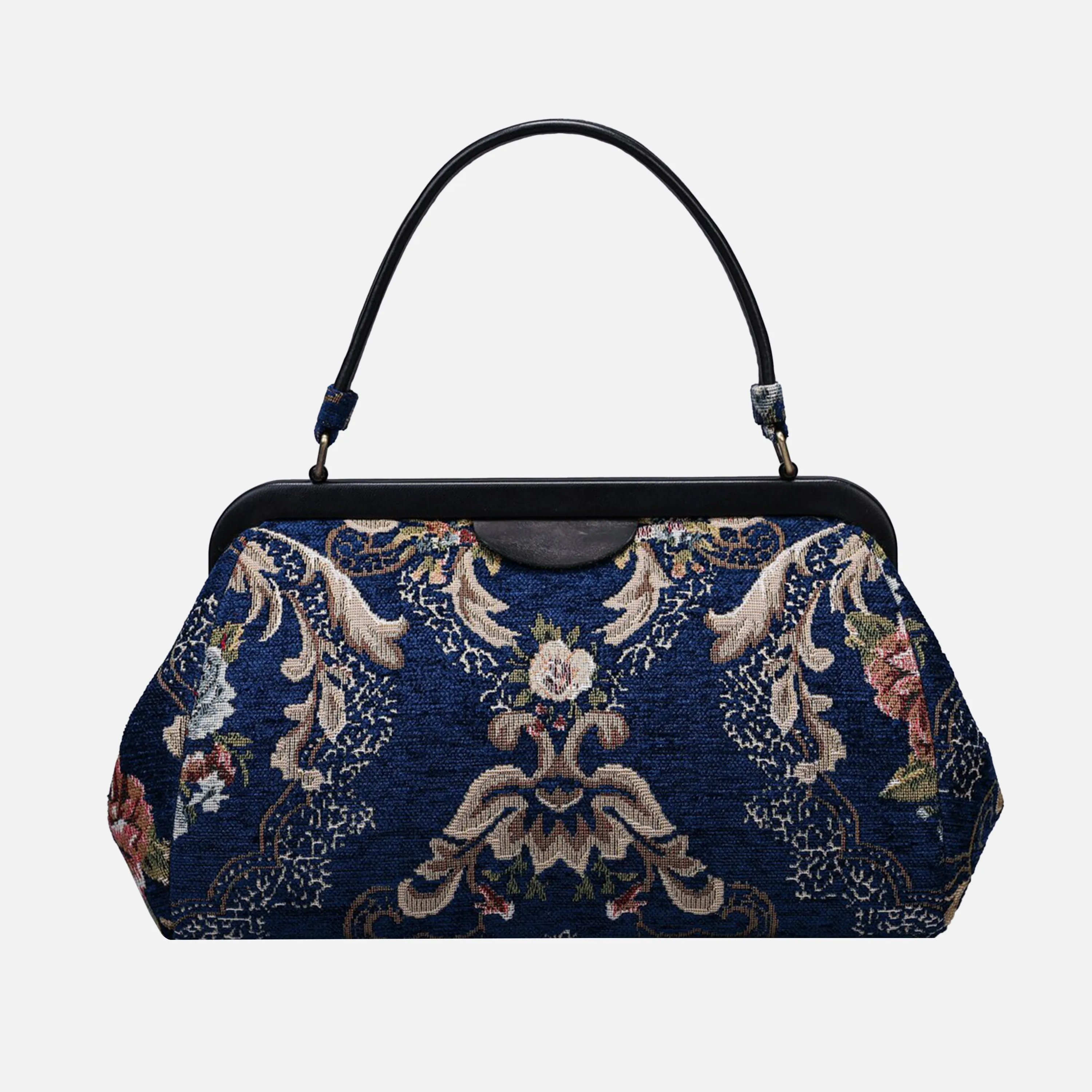 Floral Blue Top Handle Purse