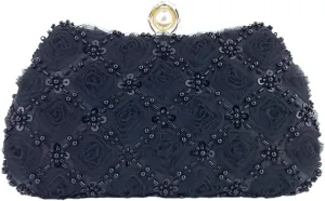 Floral Evening Handbags Women Satin Pearl Beaded Clutch Purses Chain Shoulder Bag Prom Bride Wedding Handbags 2025
