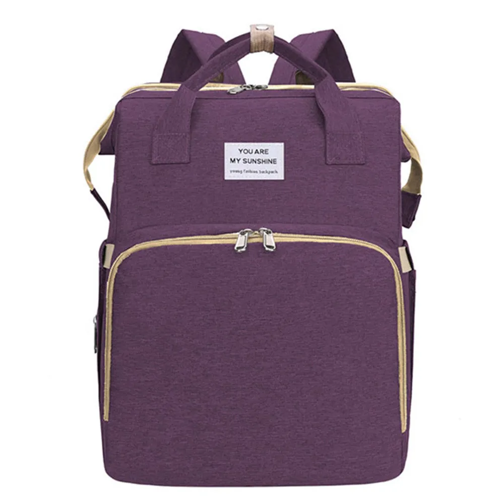 Foldable Mommy Backpack with Bed Diaper Bag Multifunctional Baby Crib Backpack Nappy Mummy Bag