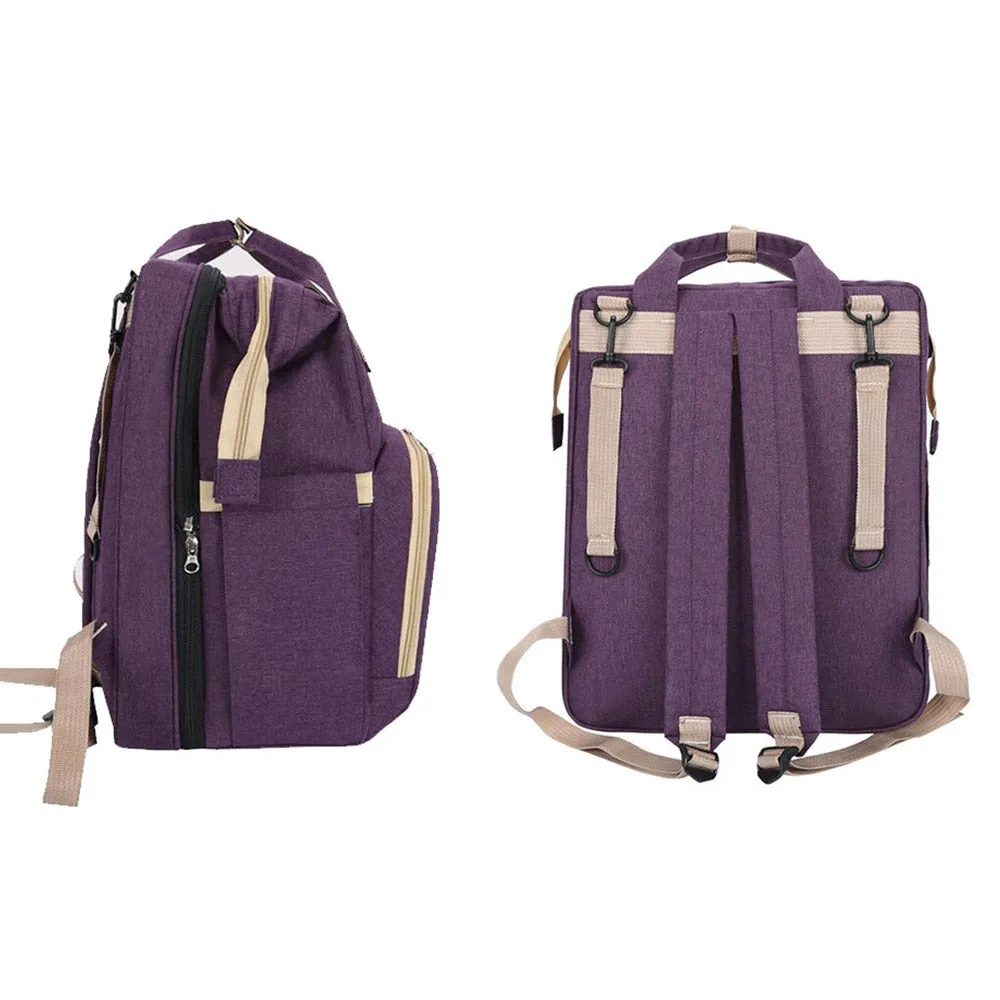 Foldable Mommy Backpack with Bed Diaper Bag Multifunctional Baby Crib Backpack Nappy Mummy Bag
