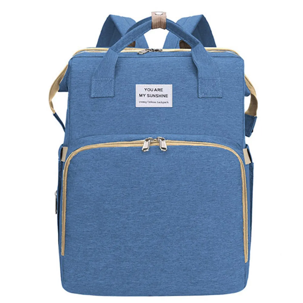 Foldable Mommy Backpack with Bed Diaper Bag Multifunctional Baby Crib Backpack Nappy Mummy Bag